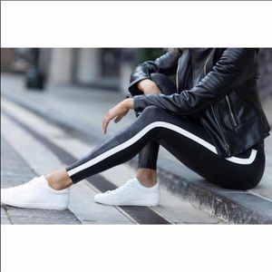 Spanx Faux Leather Side Stripe Leggings